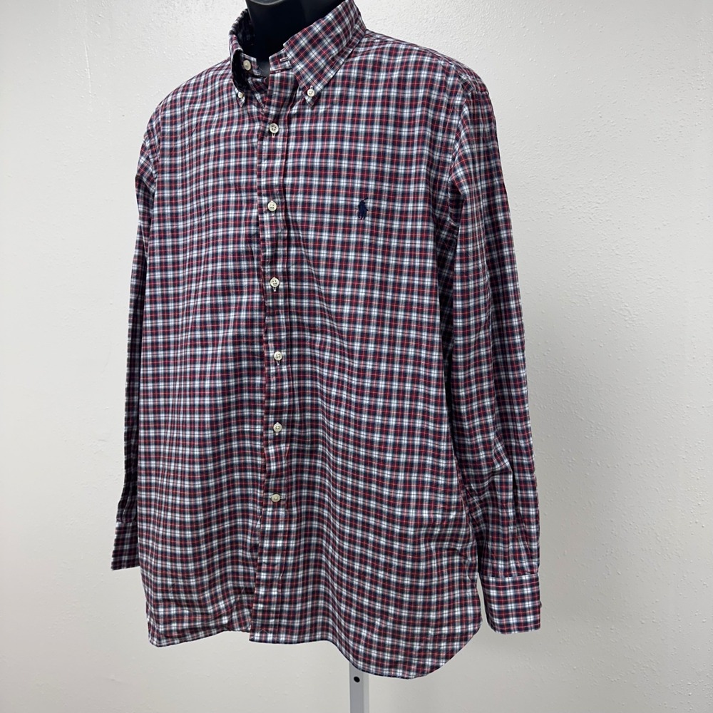 Ralph Lauren Plaid Button Down Shirt Long Sleeve Classic Fit Size 17 - Picture 3 of 12